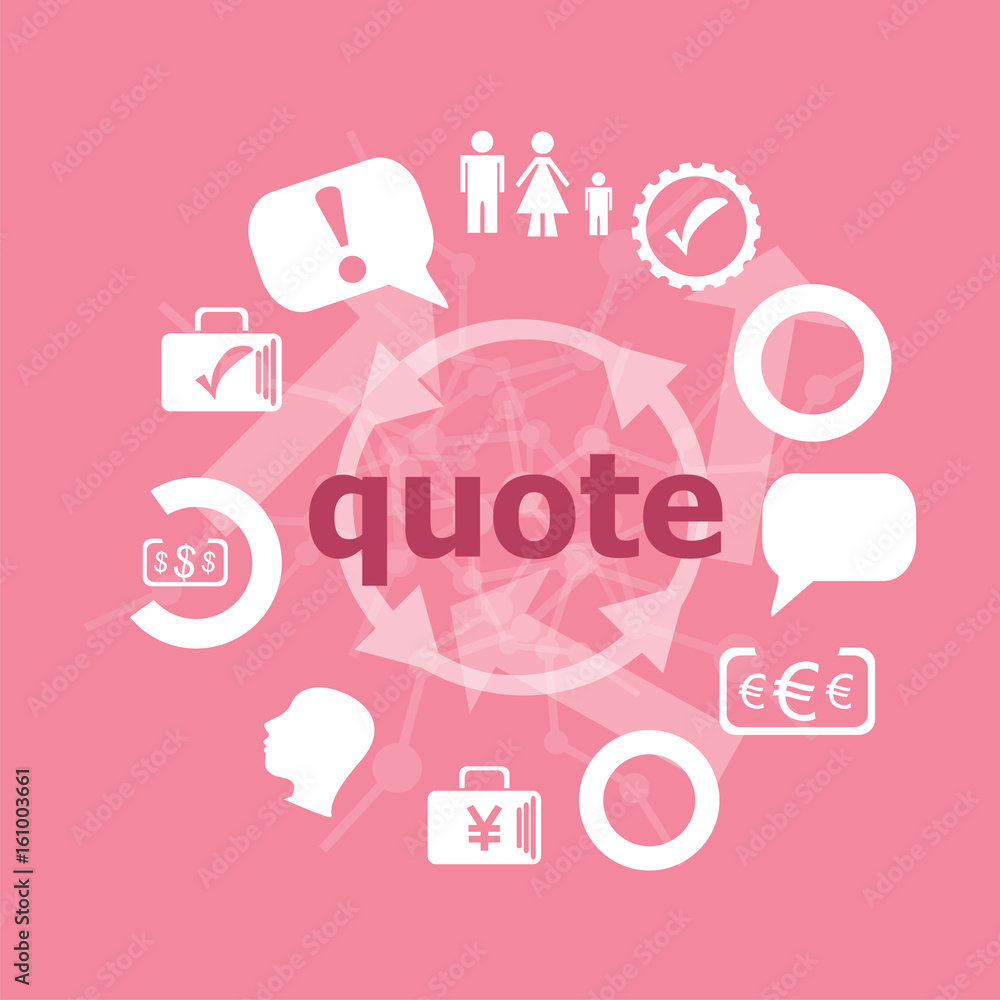 Poster text quote. business concept . set of flat icons for mobile app and web