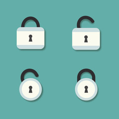 the padlock. set of padlocks Icon. flat design. Vector illustration.