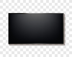 Realistic TV screen. Modern stylish lcd panel, led type. Blank television template. Large computer monitor display mockup. Graphic design element for catalog, web site. Vector illustration