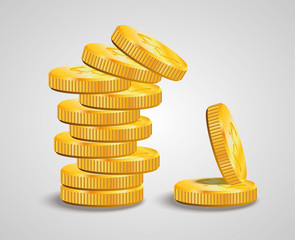 Vector image of a stack of coins with Pound sterling signs