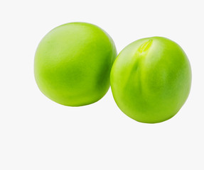 Green peas isolated on the white background