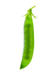 green peas and pod on white background
