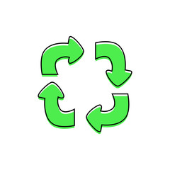 Green Recycle sign isolated, vector