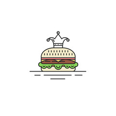 Vector line style icon of fastfood - Royal Burger.