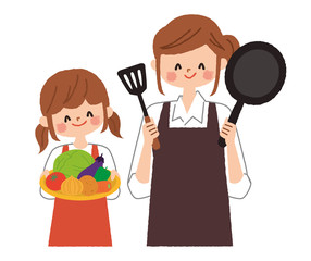 親子　料理　イラスト