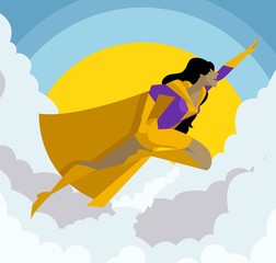 Fototapeta premium african superhero girl in the sky