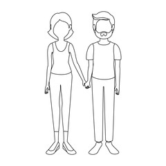 young couple cartoon icon vector illustration graphic design