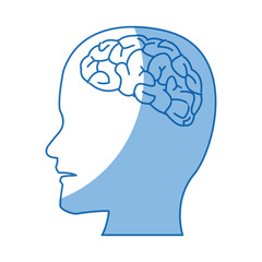 profile human head with brain anatomy vector illustration