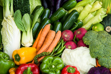 Various fresh fruits and vegetables for eating healthy