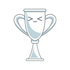 kawaii trophy award competition winner icon vector illustration