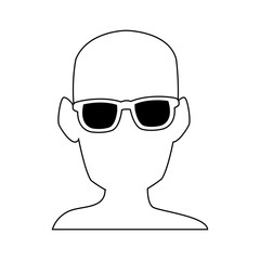 silhouette man head wear glasses vector illustration