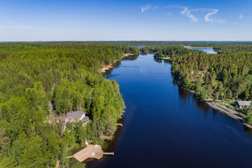 Fototapeta premium House by the lake, view from the air