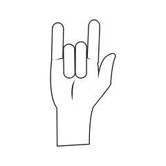 cartoon hand rock and roll sign vector illustration