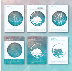 blue book cover with water lily design