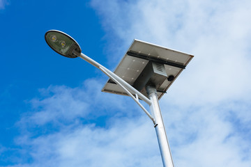 Public lighting pole powered by solar energy