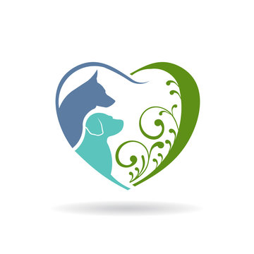 Dog love heart logo. Vector graphic design
