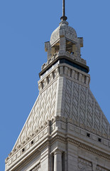 Fototapeta premium Architectural Detail of Renovated Summit of Hartford's Travelers Tower