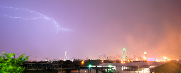 Lightning Electrical Storm Dallas Texas City Skyline