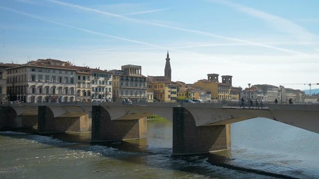 Bridges of Florence over the Arno River at sunset, Italy