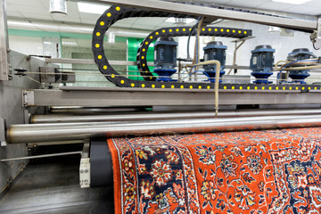Automatic washing and cleaning of carpets. Industrial line for washing carpets