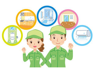 男女　スタッフ　清掃業者