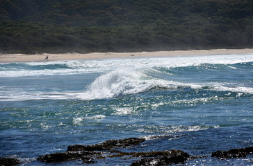 Waves rolling on the water water nature. Summertime blue sea and waves.