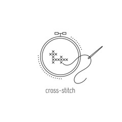 Cross-stitch line icon