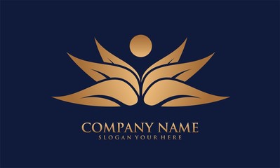 lotus flower abstract yoga logo