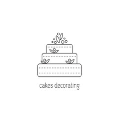 Cakes decorating line icon