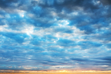 landscape with sky and clouds at sunrise, sunset