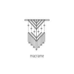 Macrame line icon - obrazy, fototapety, plakaty