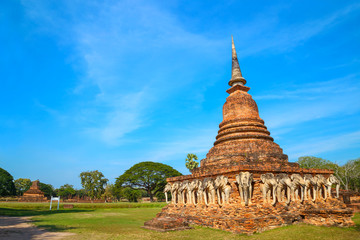 Wat Sorasak Temple at Sukhothai Historical Park, a UNESCO World Heritage Site in Thailand