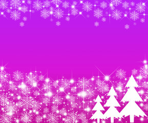 Winter frame with snowflakes and white pine