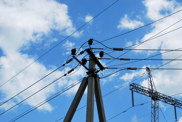 electric post and blue sky