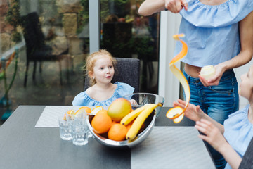 Mom and daughter in the kitchen