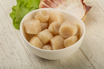 Raw scallops heap
