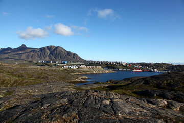 Fototapeta na wymiar Sisimiut in Greenland, formerly known as Holsteinsborg