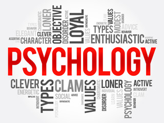 Psychology word cloud collage , social health concept background