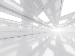 Abstract modern architecture background, empty white open space interior. 3D rendering