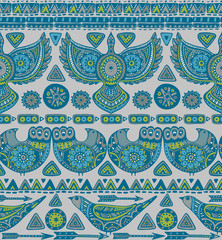 Vector seamless pattern with colorful ethnic elements.