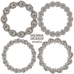 Vector set of henna floral frames