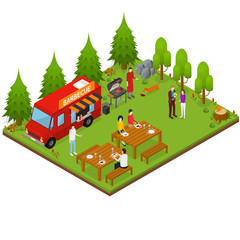 Bbq Isometric View. Vector