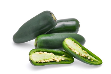 green chili (jalapeno) isolated on white background