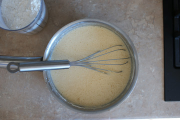 Dough for making pancakes on yogurt