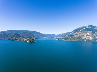 Fototapeta na wymiar Aerial view on Como lake - Bellagio and Menaggio
