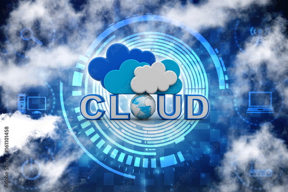Poster 3d rendering technology cloud computing
