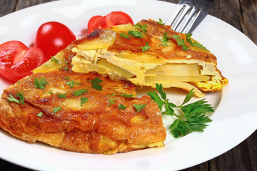 spain potato omelet tortilla cut in slices