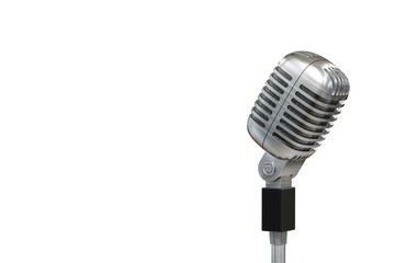Fototapeta na wymiar 3D rendered illustration of silver retro microphone. Isolated on white background.