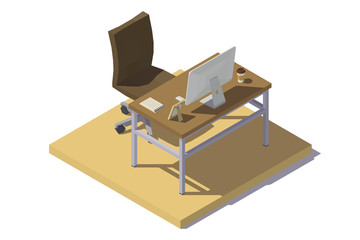 Isometric Office Workplace beige brown