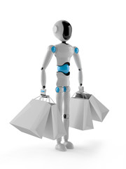 Android with shopping bag